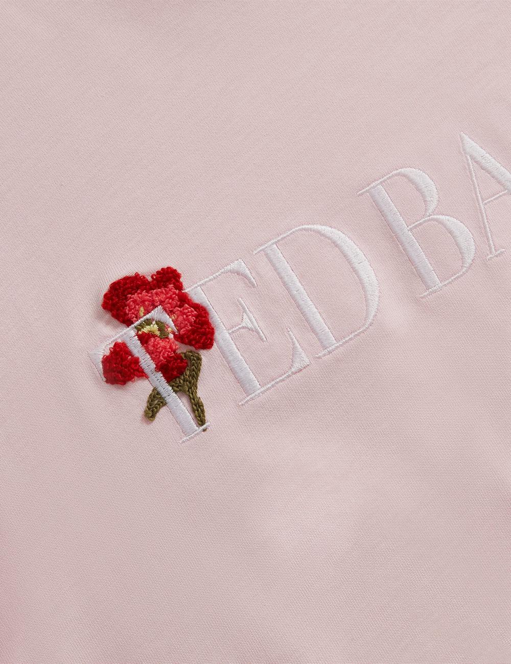 Ted Baker MOLII - Embroidered Logo Cropped Cotton T-shirts Dames Roze | Belgium  185706-VQP