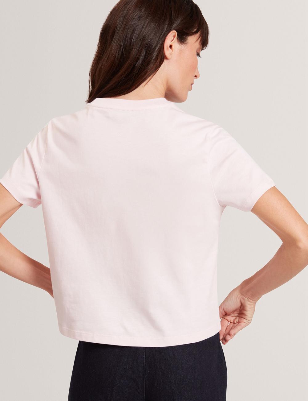 Ted Baker MOLII - Embroidered Logo Cropped Cotton T-shirts Dames Roze | Belgium  185706-VQP