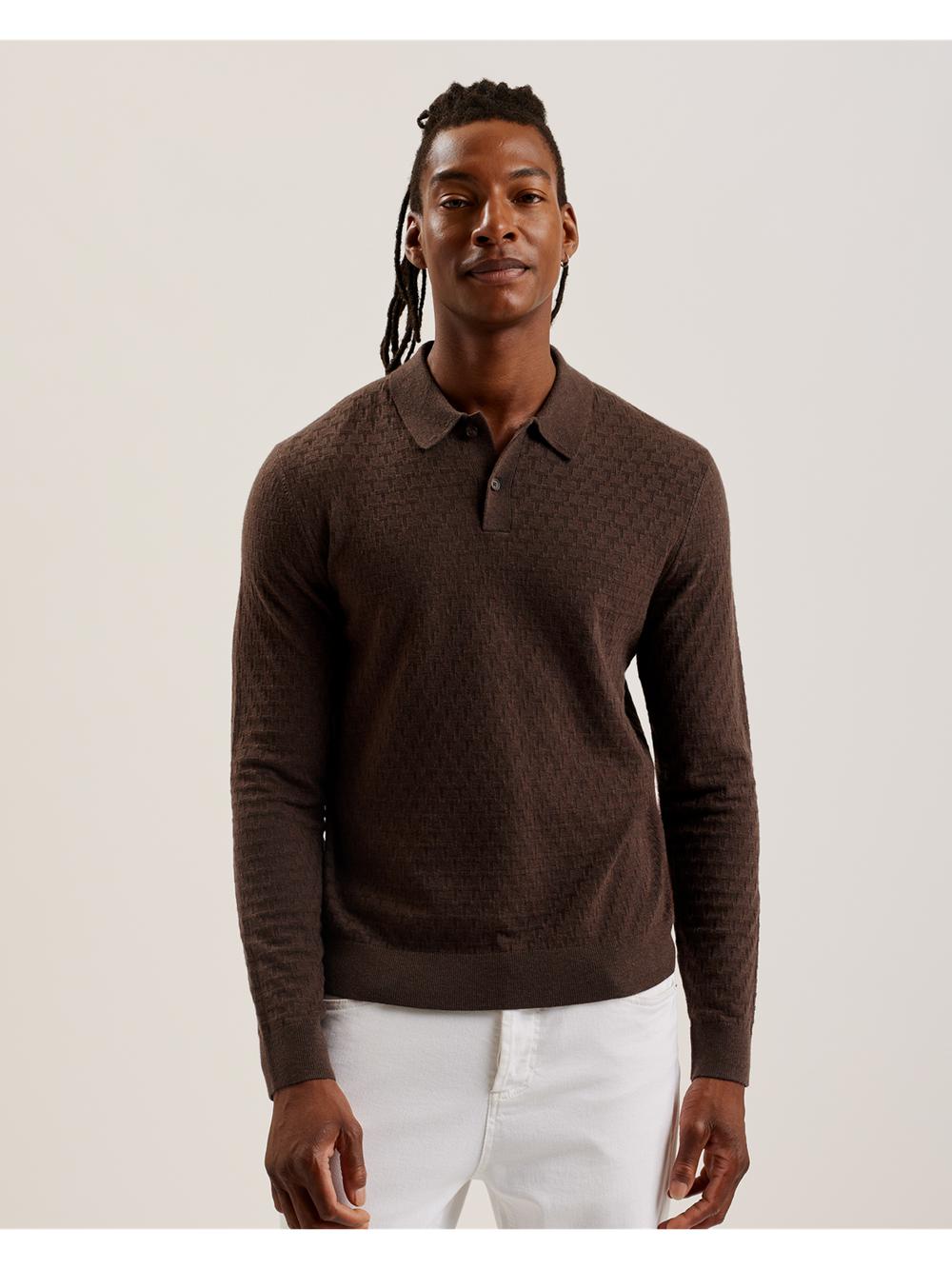Ted Baker MORAR - Long Sleeve T Stitch Knitted Jumpers Heren Bruin | Belgium  729345-MSC