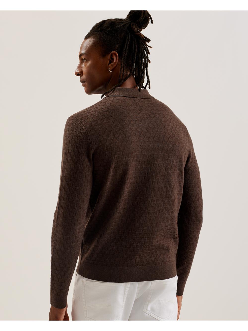 Ted Baker MORAR - Long Sleeve T Stitch Knitted Jumpers Heren Bruin | Belgium  729345-MSC