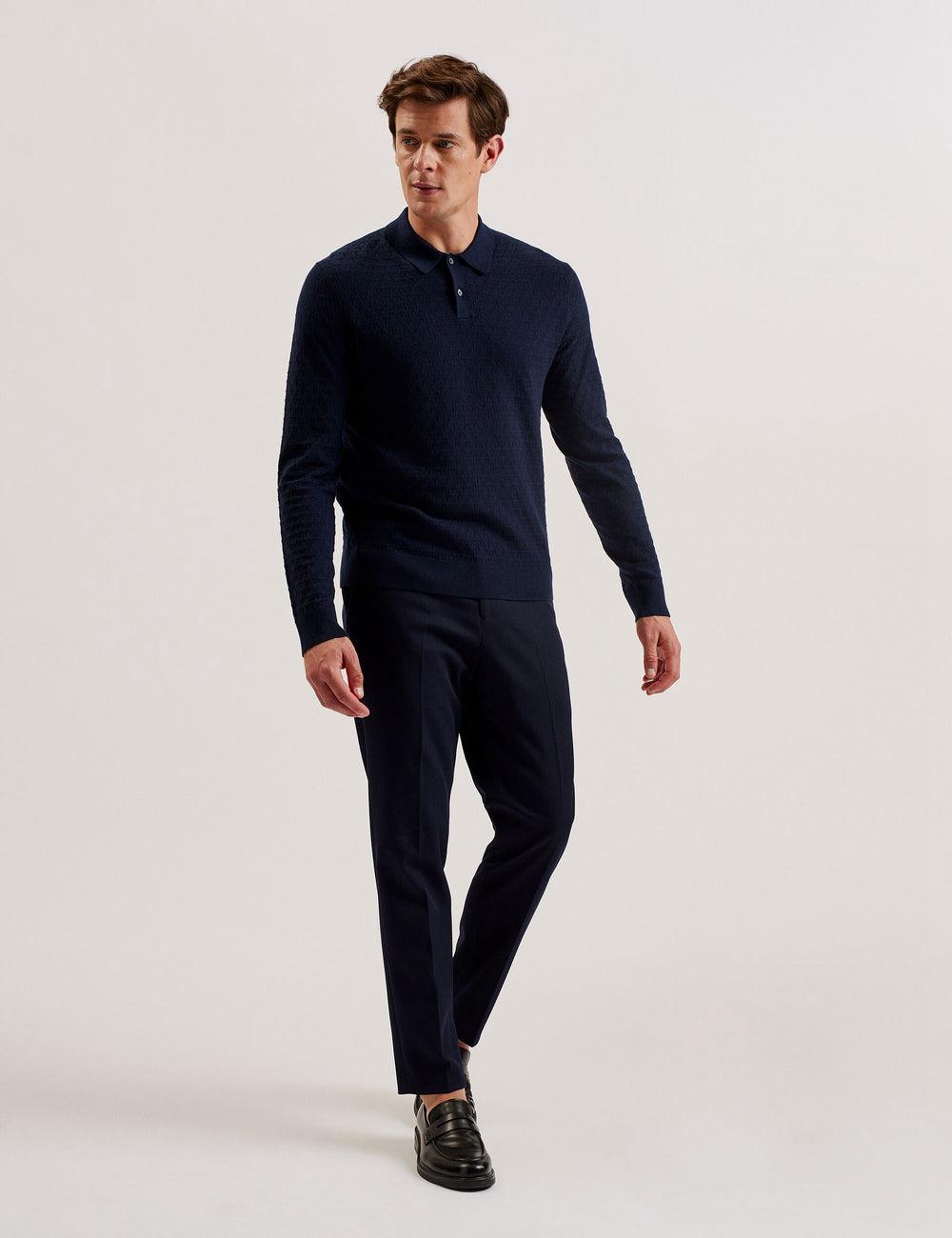 Ted Baker MORAR - T Knit Long Sleeve Top Jumpers Heren Donkerblauw | Belgium  540691-LDX
