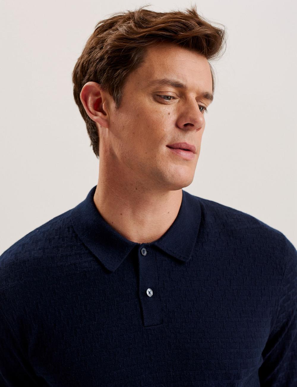 Ted Baker MORAR - T Knit Long Sleeve Top Jumpers Heren Donkerblauw | Belgium  540691-LDX