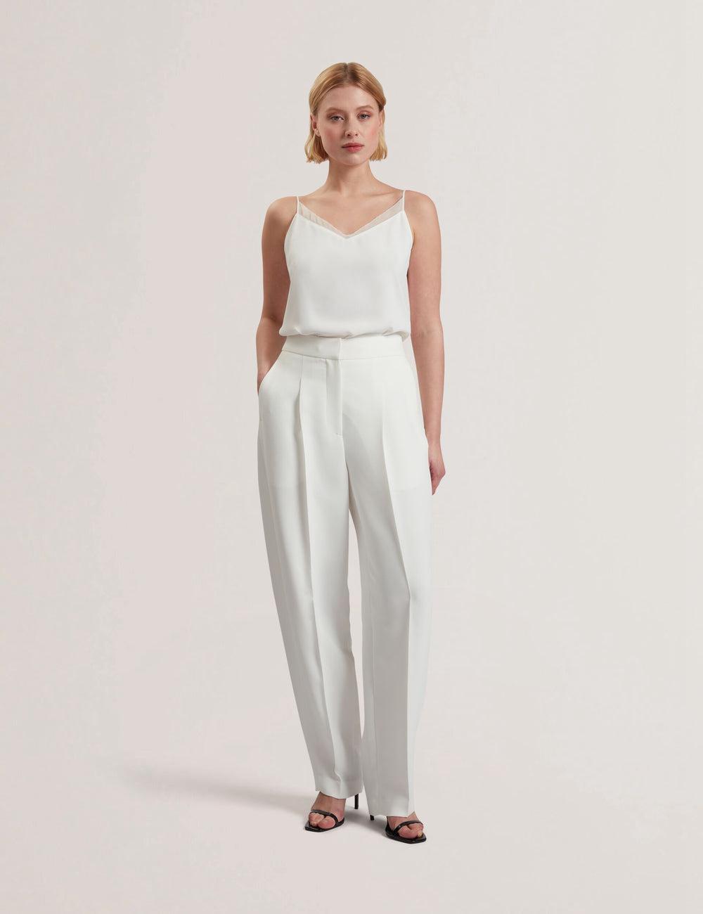 Ted Baker MORRIAT - Barrel Leg Woven Tailored Broek Dames Ivory | Belgium  803142-SNY