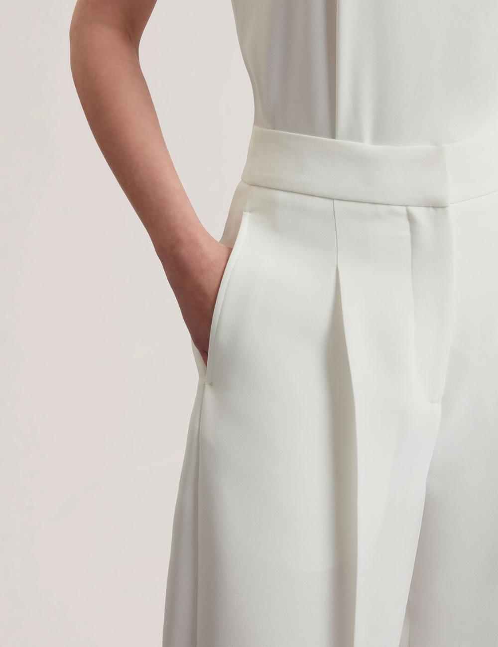 Ted Baker MORRIAT - Barrel Leg Woven Tailored Broek Dames Ivory | Belgium  803142-SNY