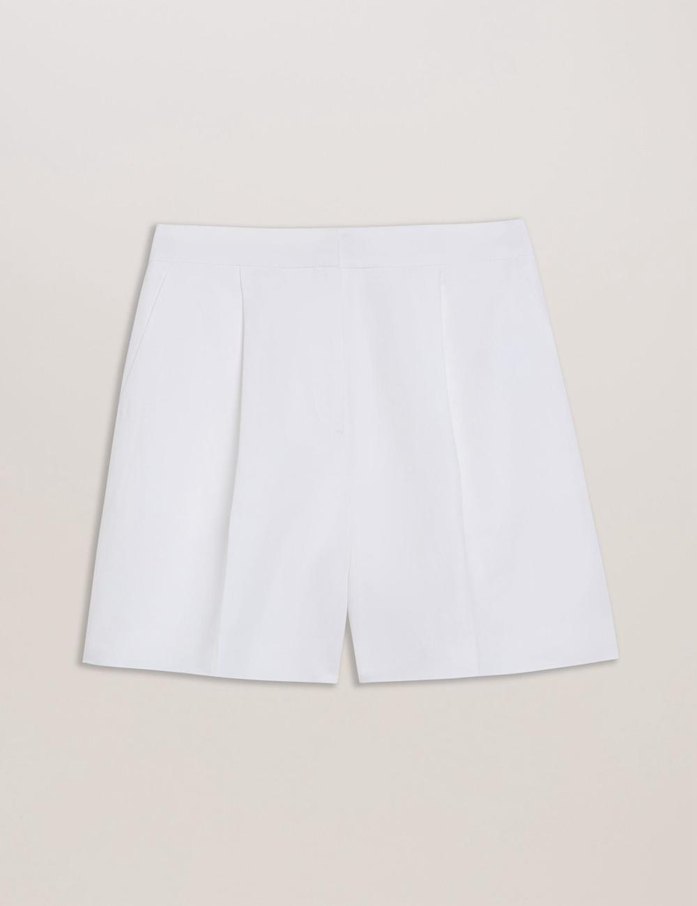 Ted Baker MUSUBSH - High Waisted Pleated Tailored Korte Broek Dames Wit | Belgium  792548-MNU