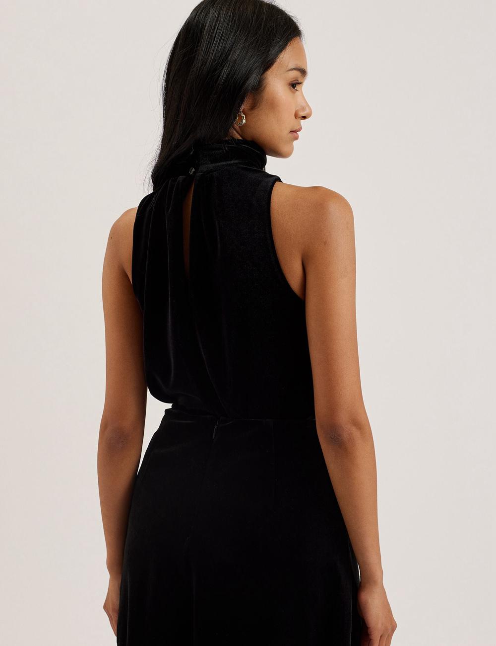 Ted Baker NALIAS - Velvet High Cowl Neck Sleeveless Topjes Dames Zwart | Belgium  953471-ITY