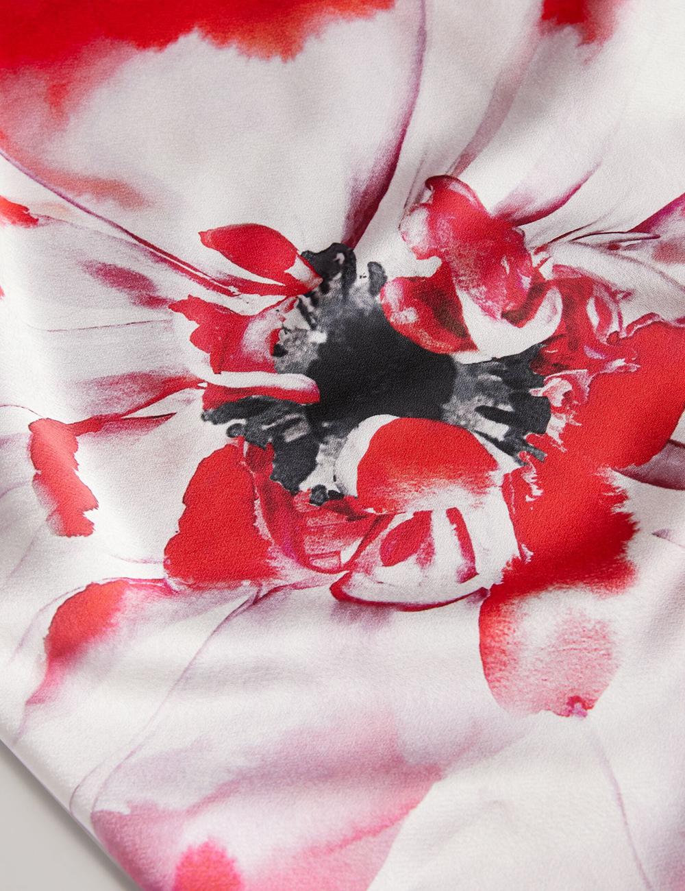 Ted Baker NASINU - Printed Satin Batwing Sleeve Midi-jurk Dames Rood | Belgium  853749-EBL