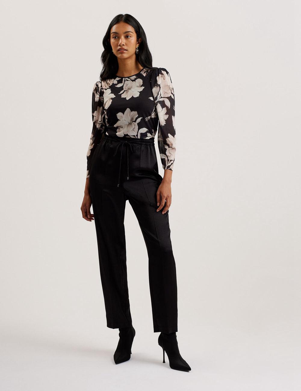 Ted Baker NATORI - Satin Elasticated Waist Tapered Broek Dames Zwart | Belgium  192648-PLH
