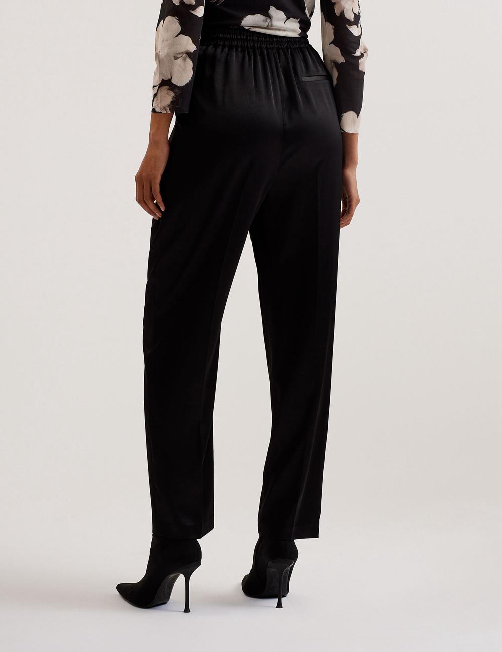 Ted Baker NATORI - Satin Elasticated Waist Tapered Broek Dames Zwart | Belgium  192648-PLH