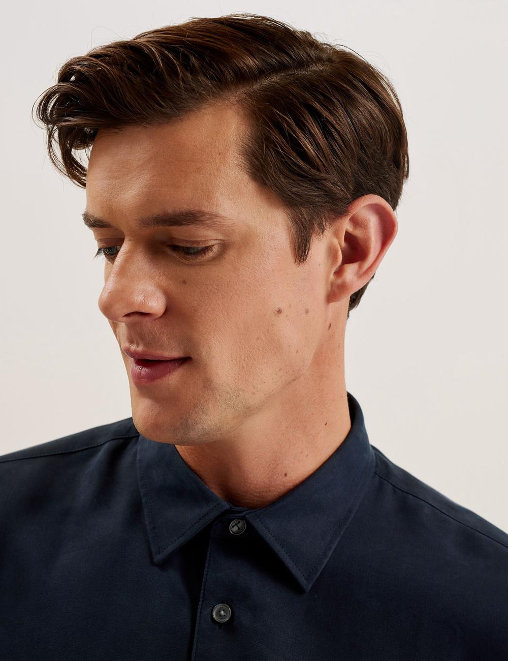 Ted Baker NESSMEN - Embroidered Detail Relaxed Fit Overhemd Heren Donkerblauw | Belgium  946073-BVU