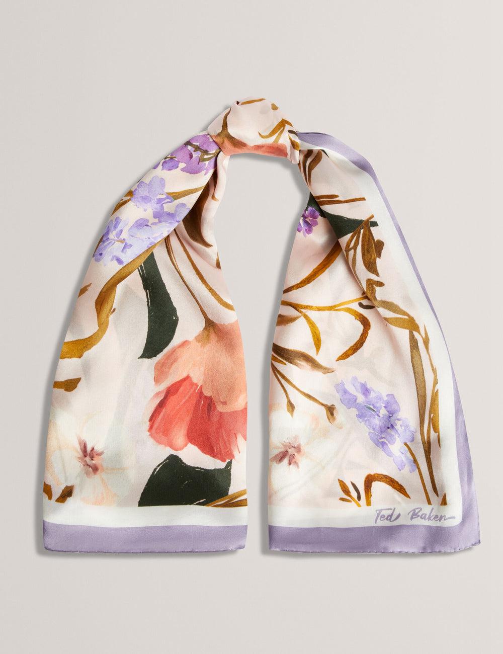 Ted Baker NICLAE - Painted Floral Print Square Silk Sjaals Dames Roze | Belgium  709435-RMA