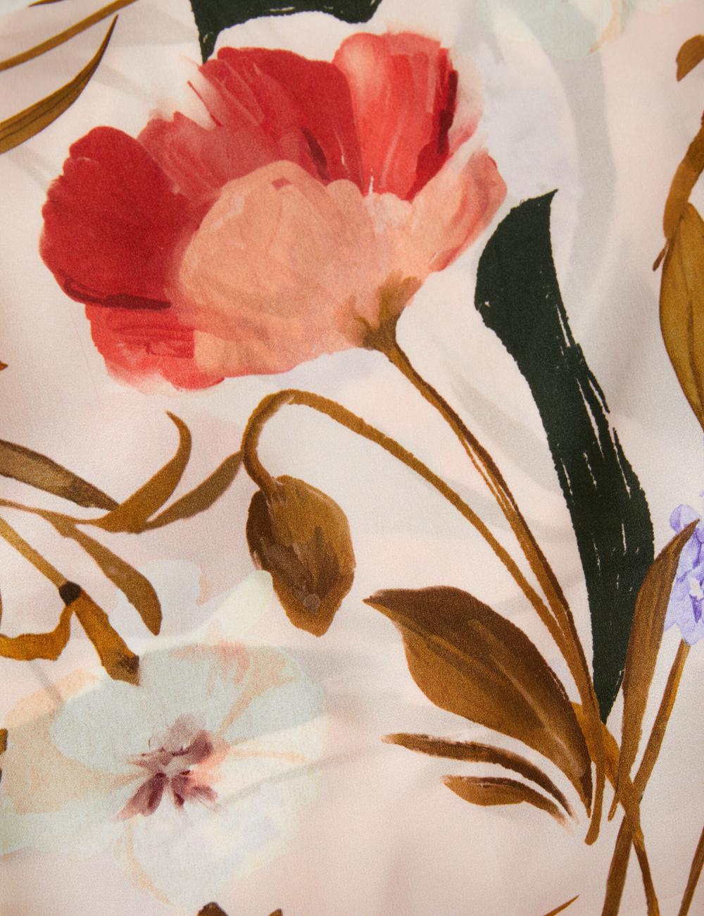 Ted Baker NICLAE - Painted Floral Print Square Silk Sjaals Dames Roze | Belgium  709435-RMA