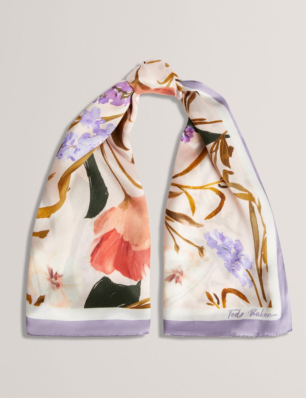 Ted Baker NICLAE - Painted Floral Print Square Silk Sjaals Dames Roze | Belgium  709435-RMA