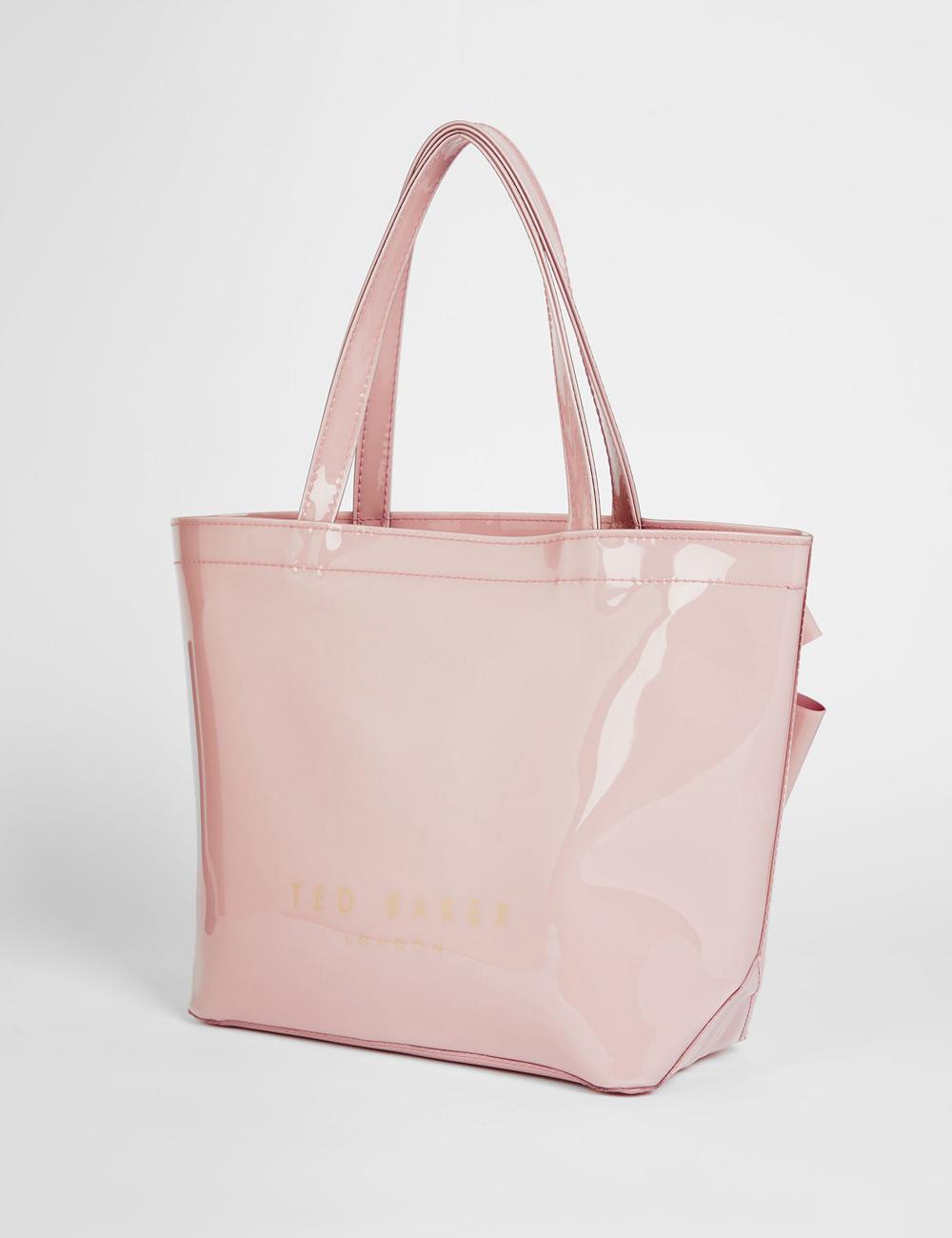 Ted Baker NIKICON - Small Knot Bow Vinyl Icon Tote Tassen Dames Roze | Belgium  472560-UEI