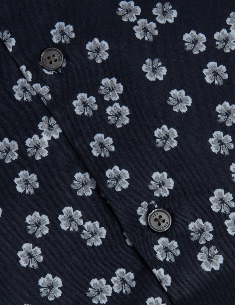 Ted Baker NIKSHO - Short Sleeve Slim Ditsy Floral Overhemd Heren Donkerblauw | Belgium  341207-SPF