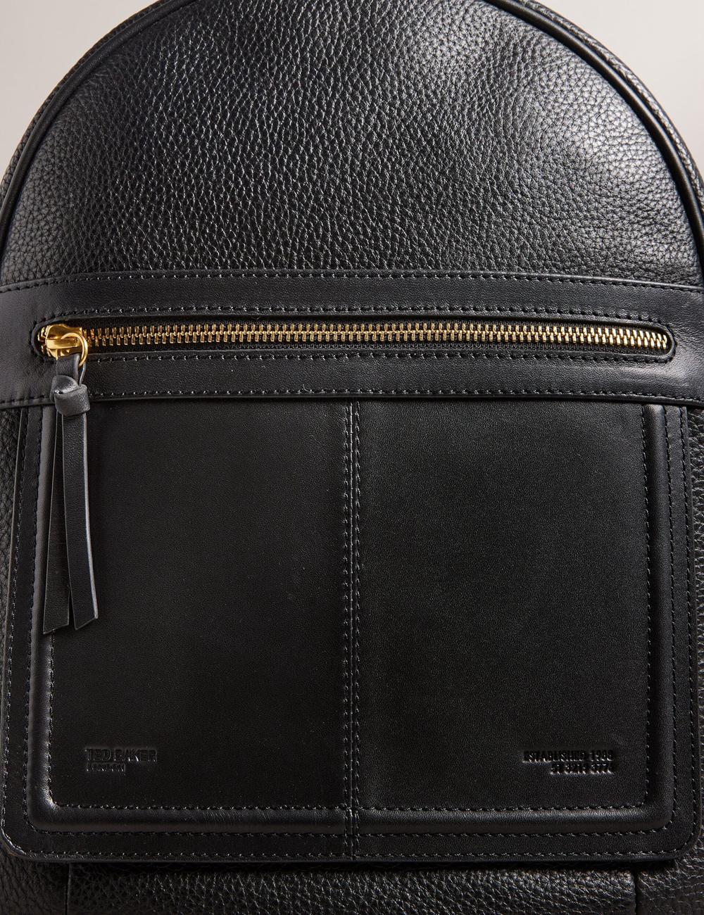 Ted Baker NISHAY - Leather Zip Pocket Laptop Rugzakken Dames Zwart | Belgium  267380-WNJ
