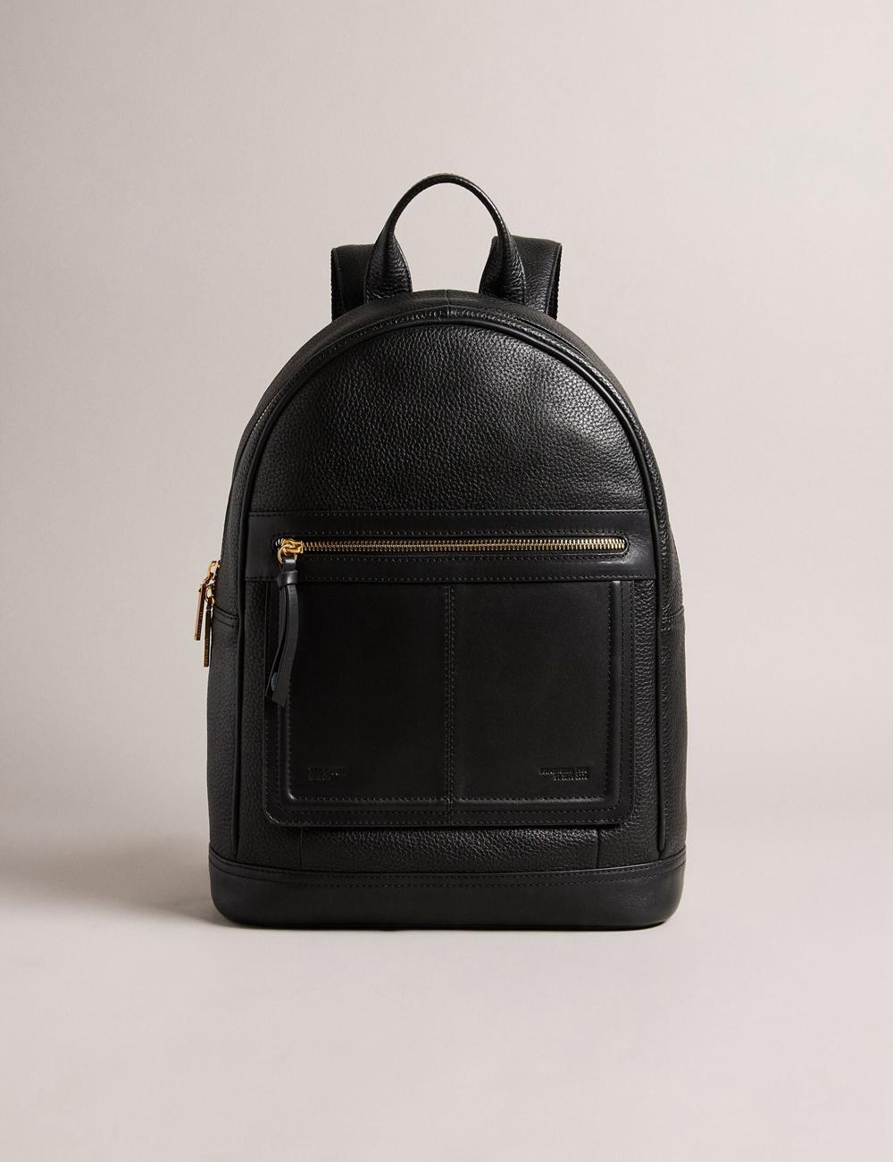 Ted Baker NISHAY - Leather Zip Pocket Laptop Rugzakken Dames Zwart | Belgium  267380-WNJ