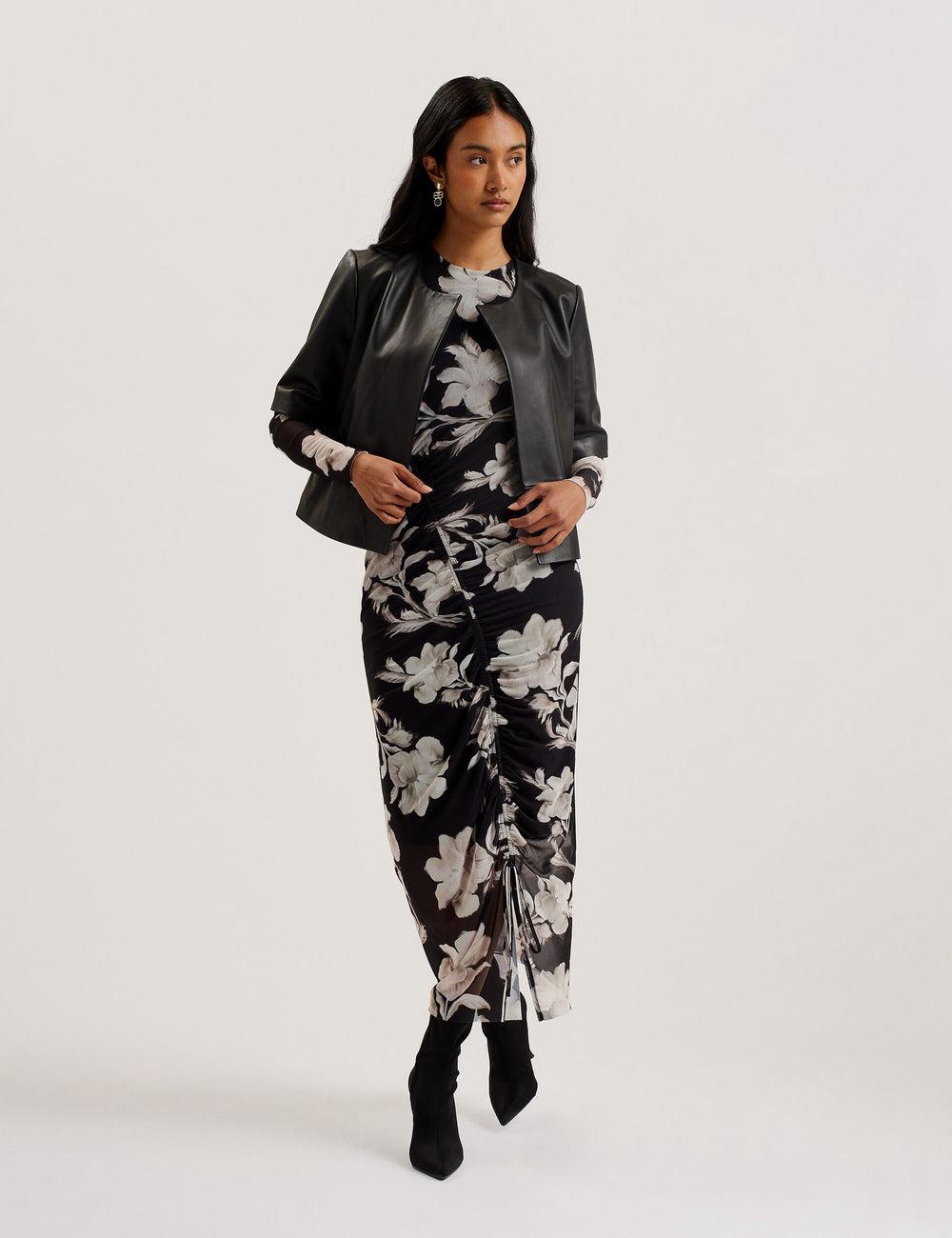 Ted Baker OBINO - Cropped Sleeve Open Leather Jassen Dames Zwart | Belgium  629501-SOZ