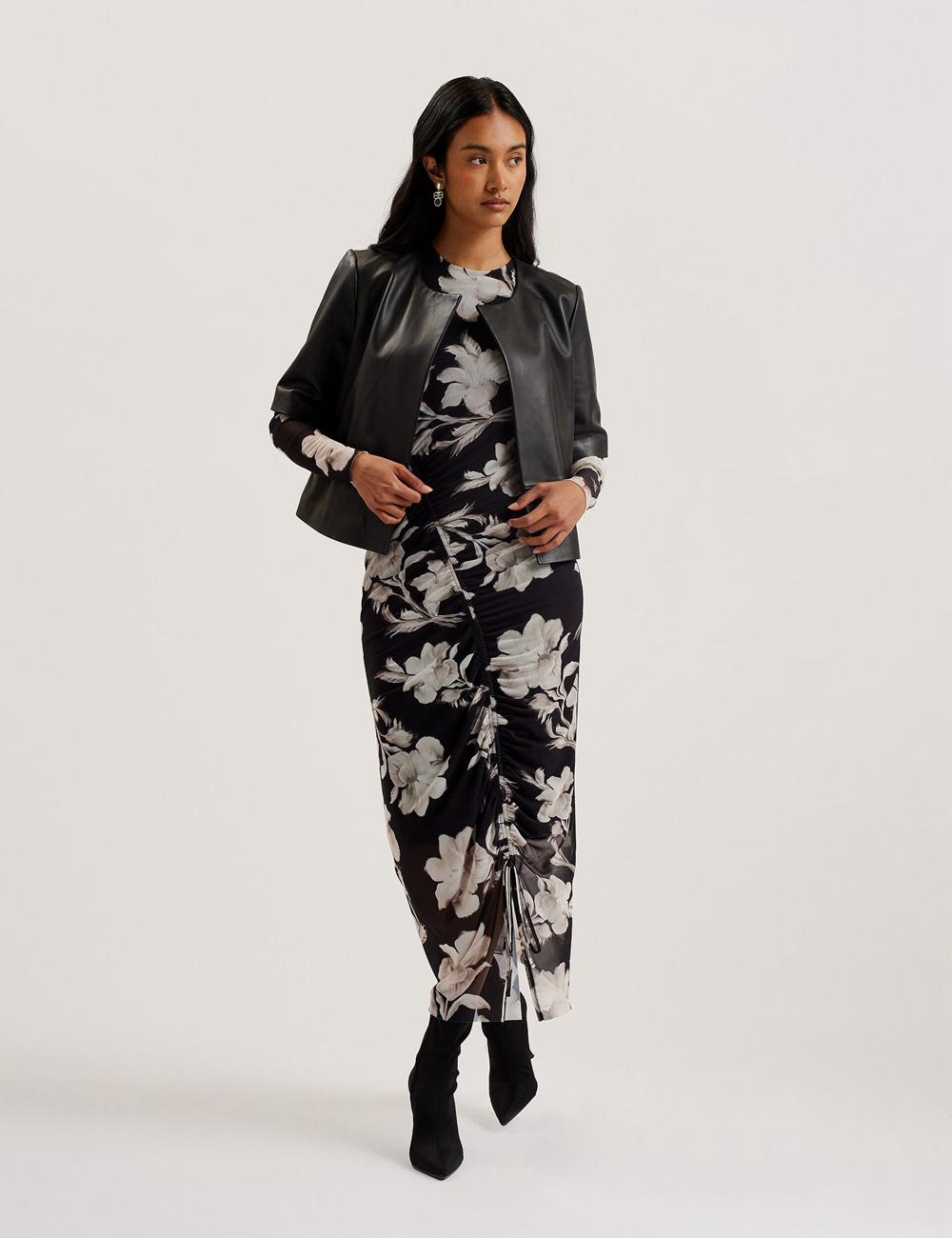 Ted Baker OBINO - Cropped Sleeve Open Leather Jassen Dames Zwart | Belgium  629501-SOZ