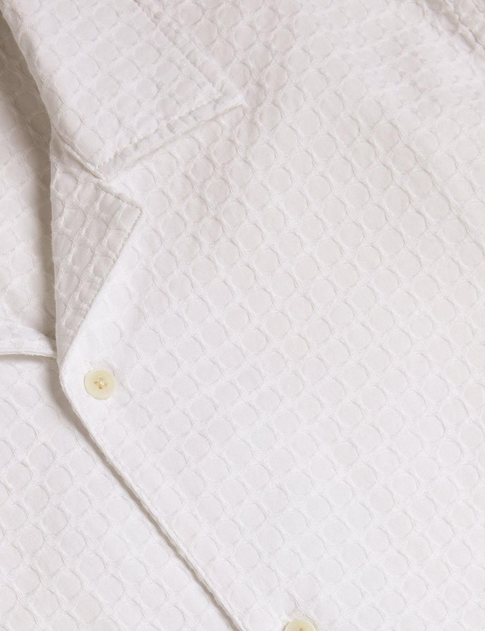 Ted Baker OISE - Textured Grid Cotton Short Sleeve Overhemd Heren Wit | Belgium  897103-JUP