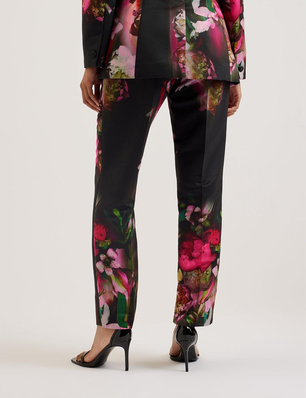 Ted Baker OKUNIT - Tapered Leg Floral Print Tailored Broek Dames Zwart | Belgium  815479-HZX