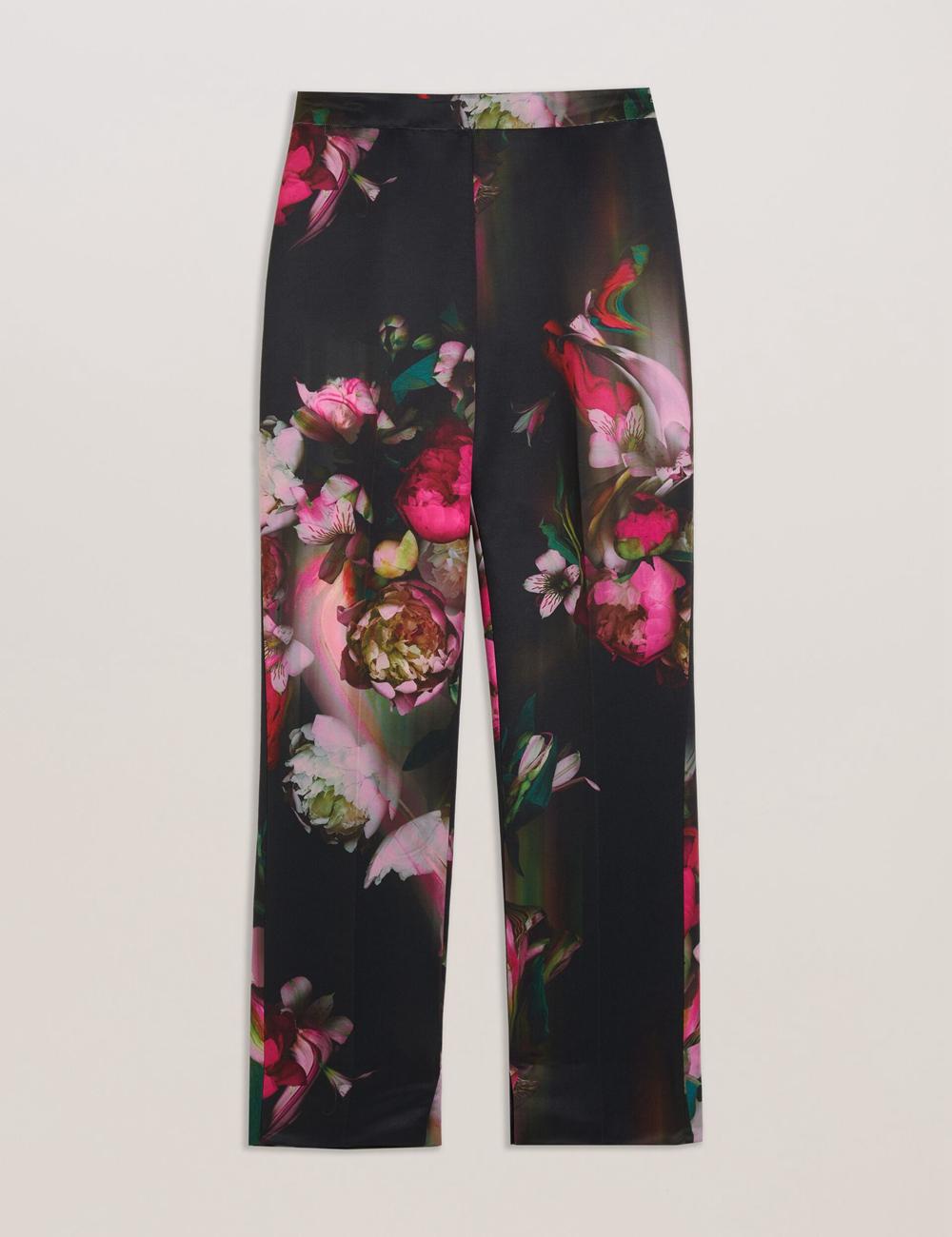 Ted Baker OKUNIT - Tapered Leg Floral Print Tailored Broek Dames Zwart | Belgium  815479-HZX