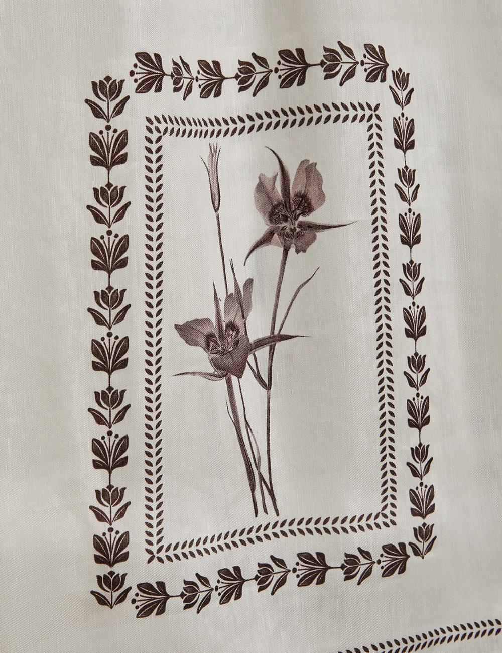 Ted Baker ORNITHA - Panel Print Silk Linen Wide Leg Broek Dames Ivory | Belgium  403791-ULX