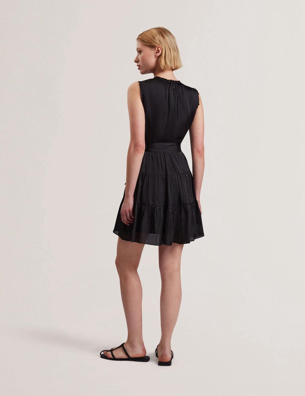 Ted Baker OTIANA - Sleeveless Waistred Mini-jurk Dames Zwart | Belgium  974685-YZX