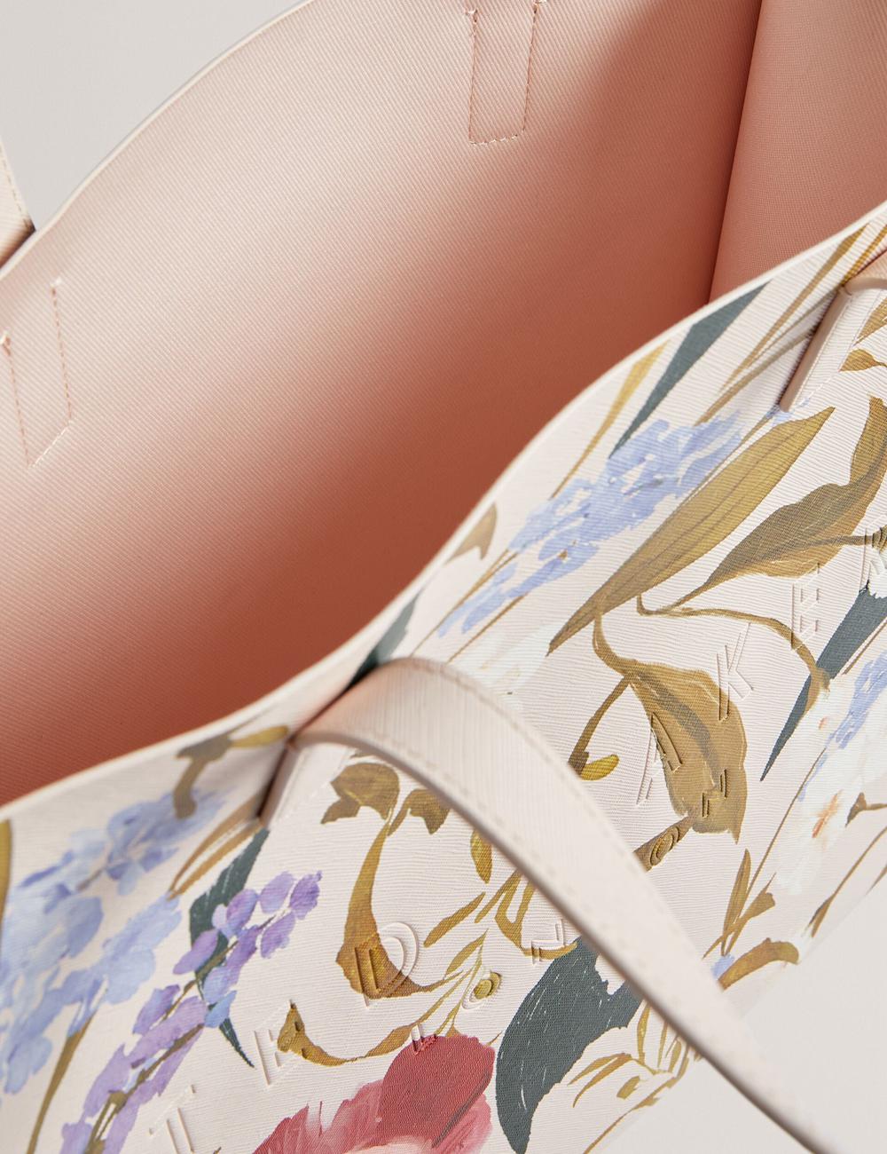 Ted Baker PALAMAA - Floral Print PU Leather Large Tote Tassen Dames Roze | Belgium  124305-VQS