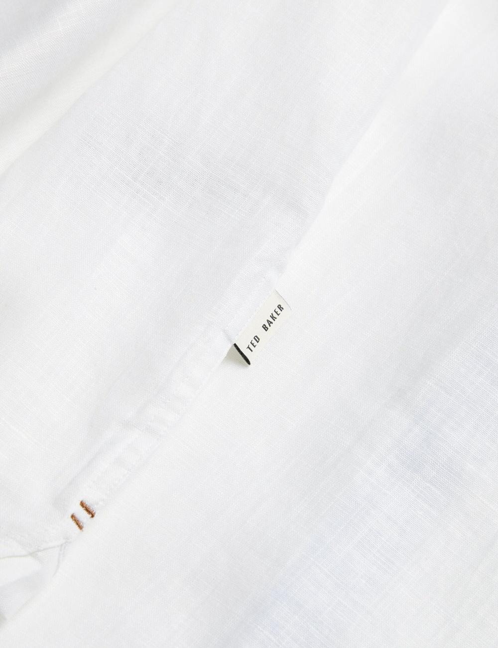 Ted Baker PALOMAS - Short Sleeve Textured Linen Cotton Overhemd Heren Wit | Belgium  740351-NDA
