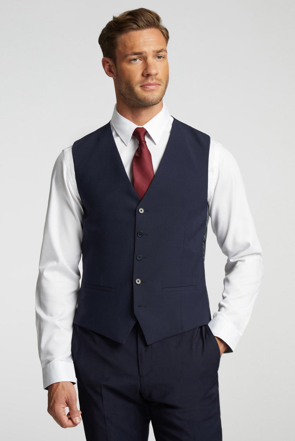 Ted Baker PANAMA - Wool Blend Slim Fit Pak Gilet Heren Donkerblauw | Belgium  854027-YGI