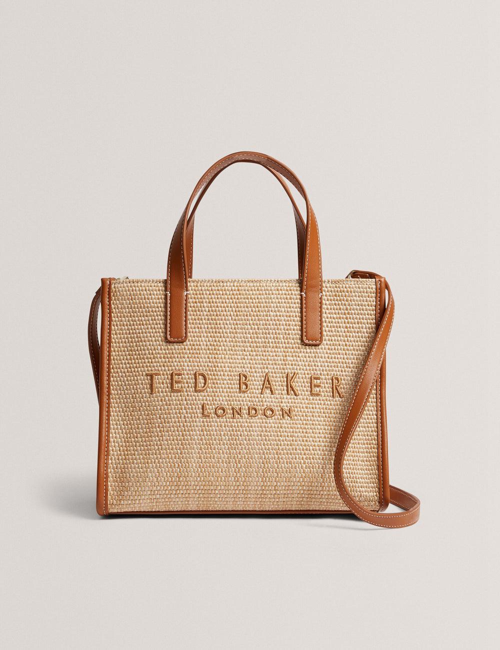 Ted Baker PAOLINA - Faux Raffia PU Trim Small Tote Tassen Dames Camel | Belgium  412673-EVS