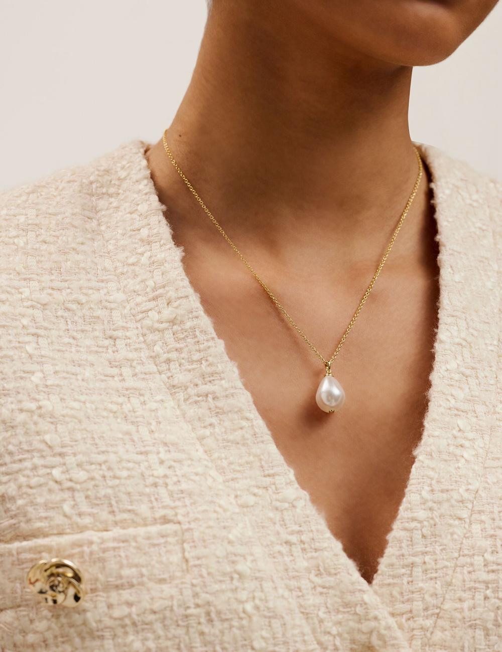 Ted Baker PARMLIA - Pearl Drop Pendant Kettingen Dames Goud | Belgium  536208-SRX