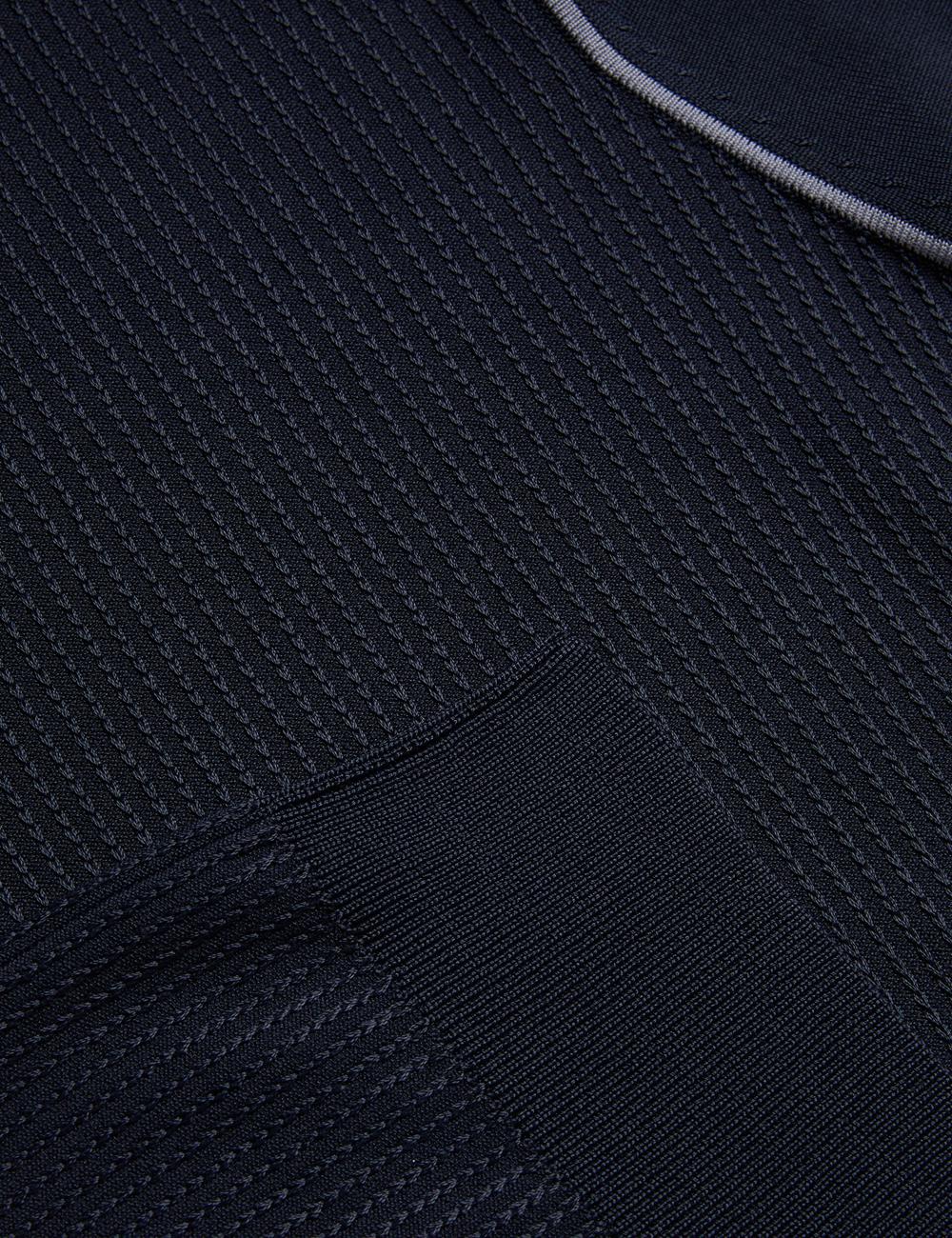 Ted Baker PAXTO - Textured Zip With Striped Collar Poloshirt Heren Donkerblauw | Belgium  862791-HND