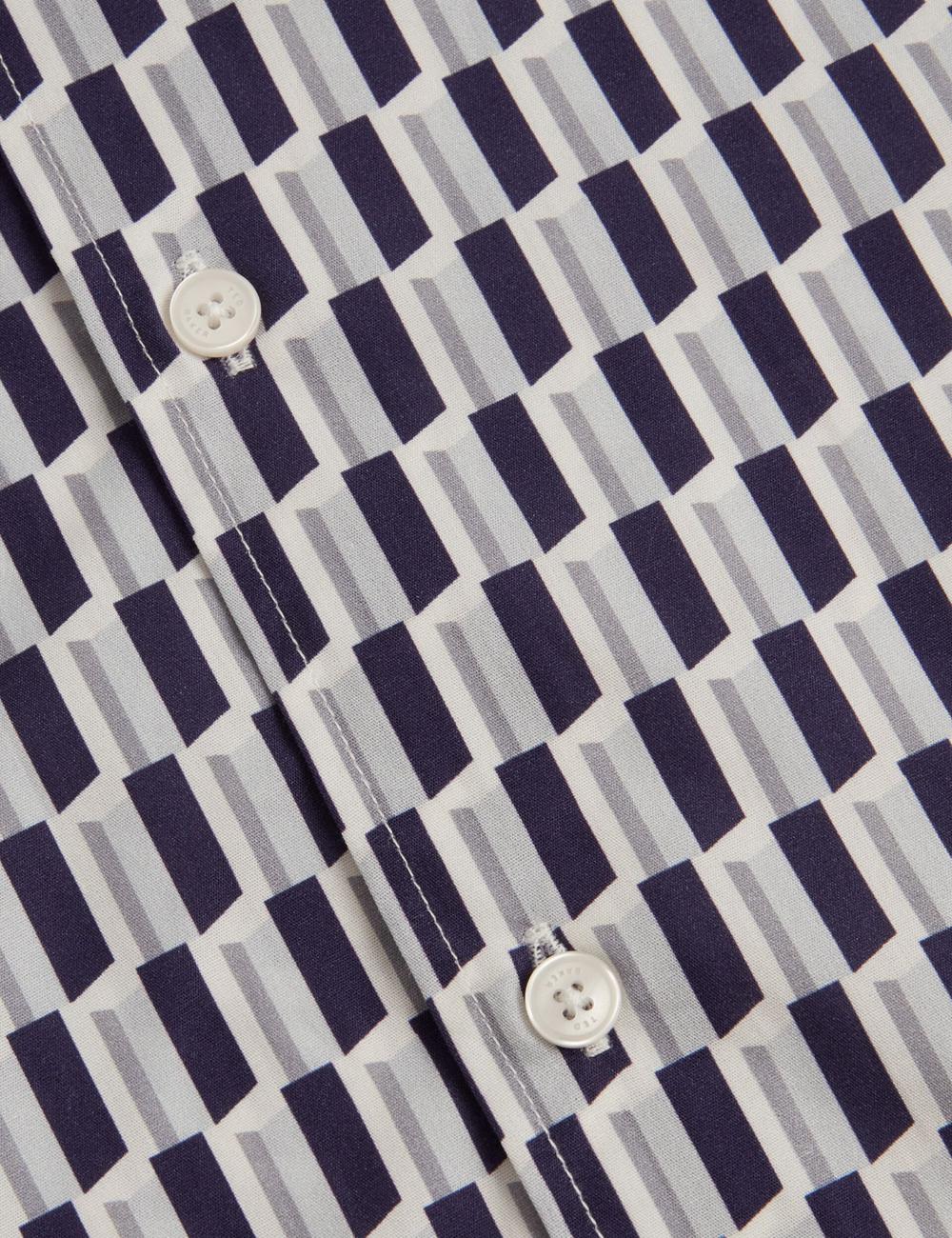 Ted Baker PEARSOS - Geo Print Short Sleeve Cotton Overhemd Heren Donkerblauw | Belgium  218497-SBY
