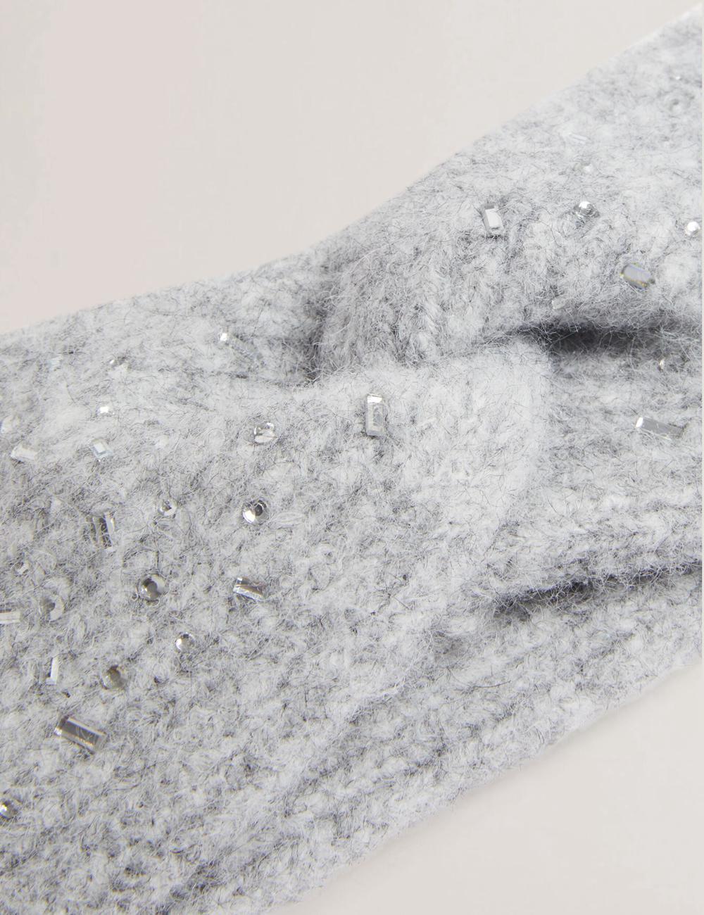 Ted Baker PENAOPA - Rhinestone Detail Knitted Hoofdband Dames Grijs | Belgium  426108-REL