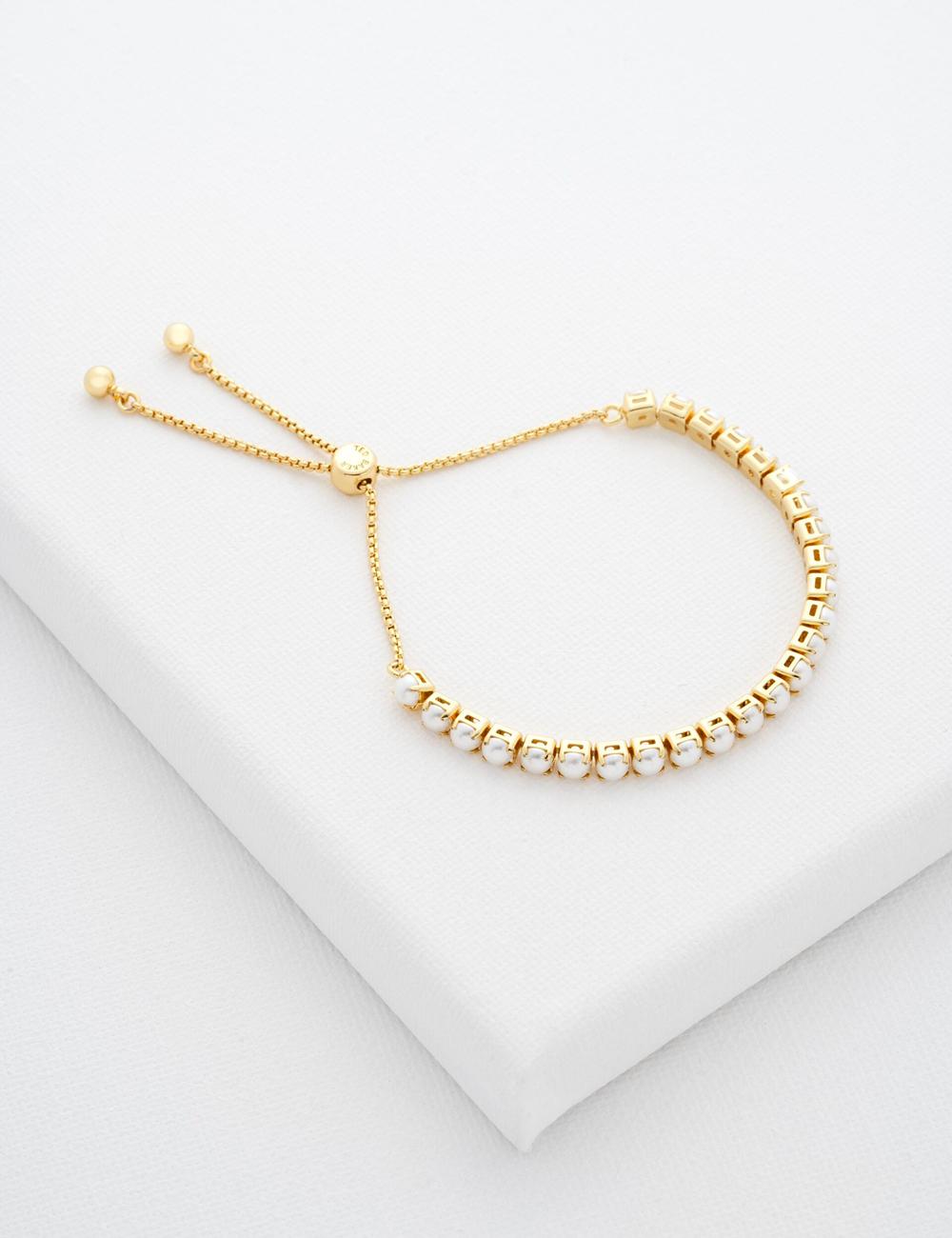 Ted Baker PERRMEL - Pearl Adjustable Tennis Armbanden Dames Goud | Belgium  421560-XRP