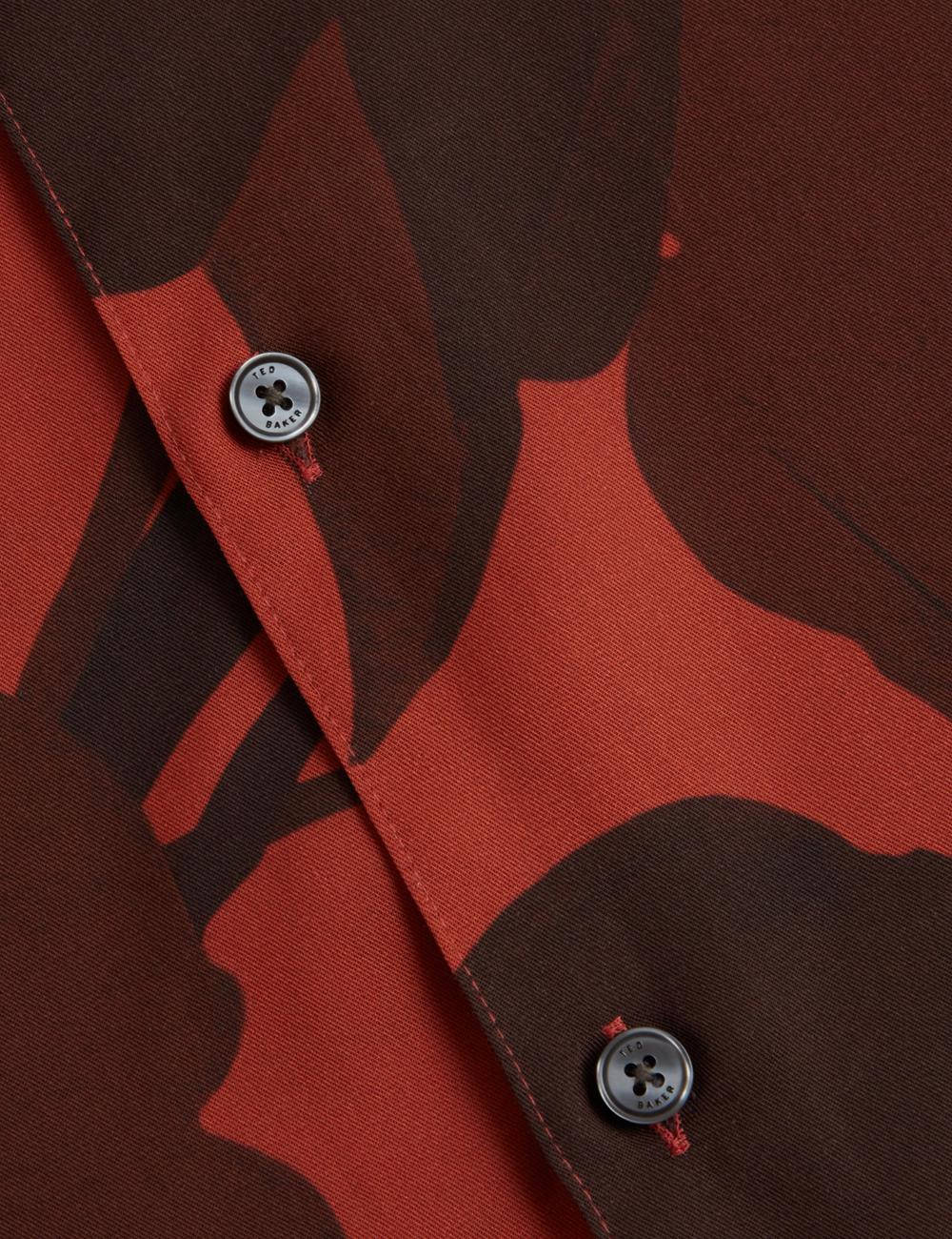 Ted Baker PINEDA - Short Sleeve Relaxed Floral Print Overhemd Heren Rood | Belgium  647321-XVH