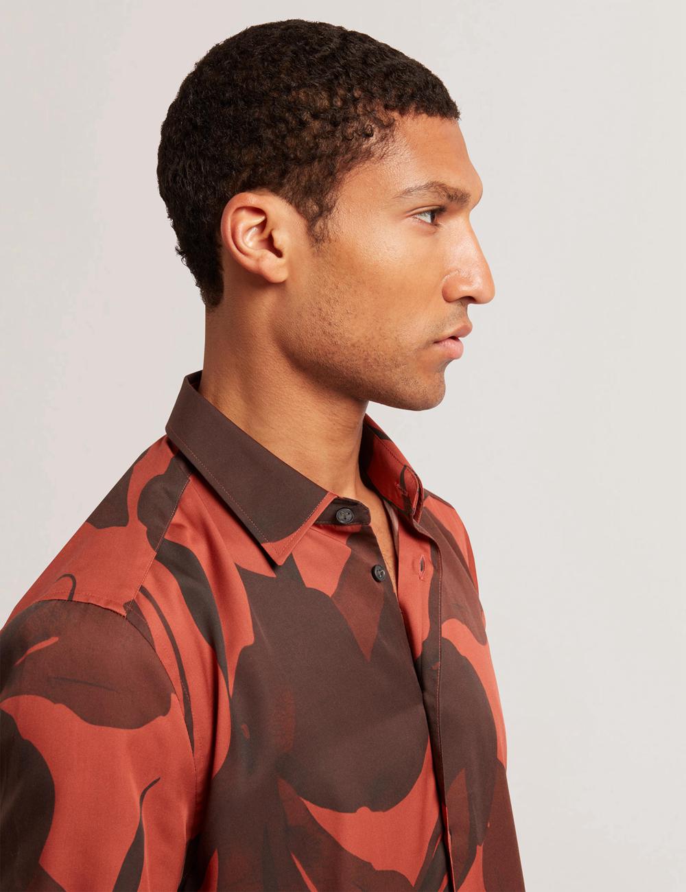 Ted Baker PINEDA - Short Sleeve Relaxed Floral Print Overhemd Heren Rood | Belgium  647321-XVH