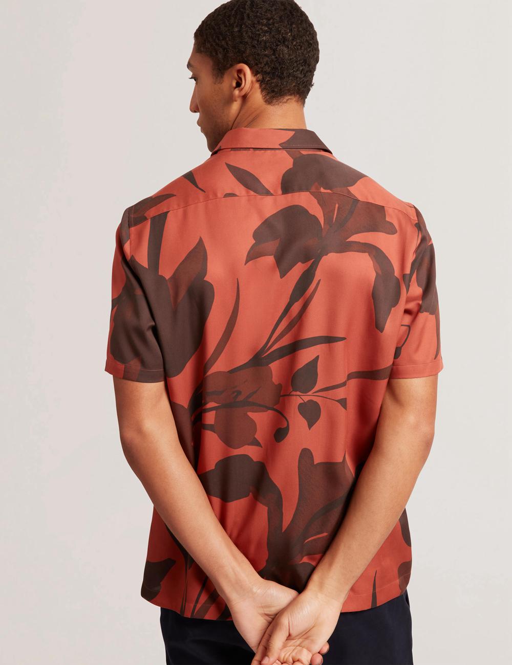 Ted Baker PINEDA - Short Sleeve Relaxed Floral Print Overhemd Heren Rood | Belgium  647321-XVH