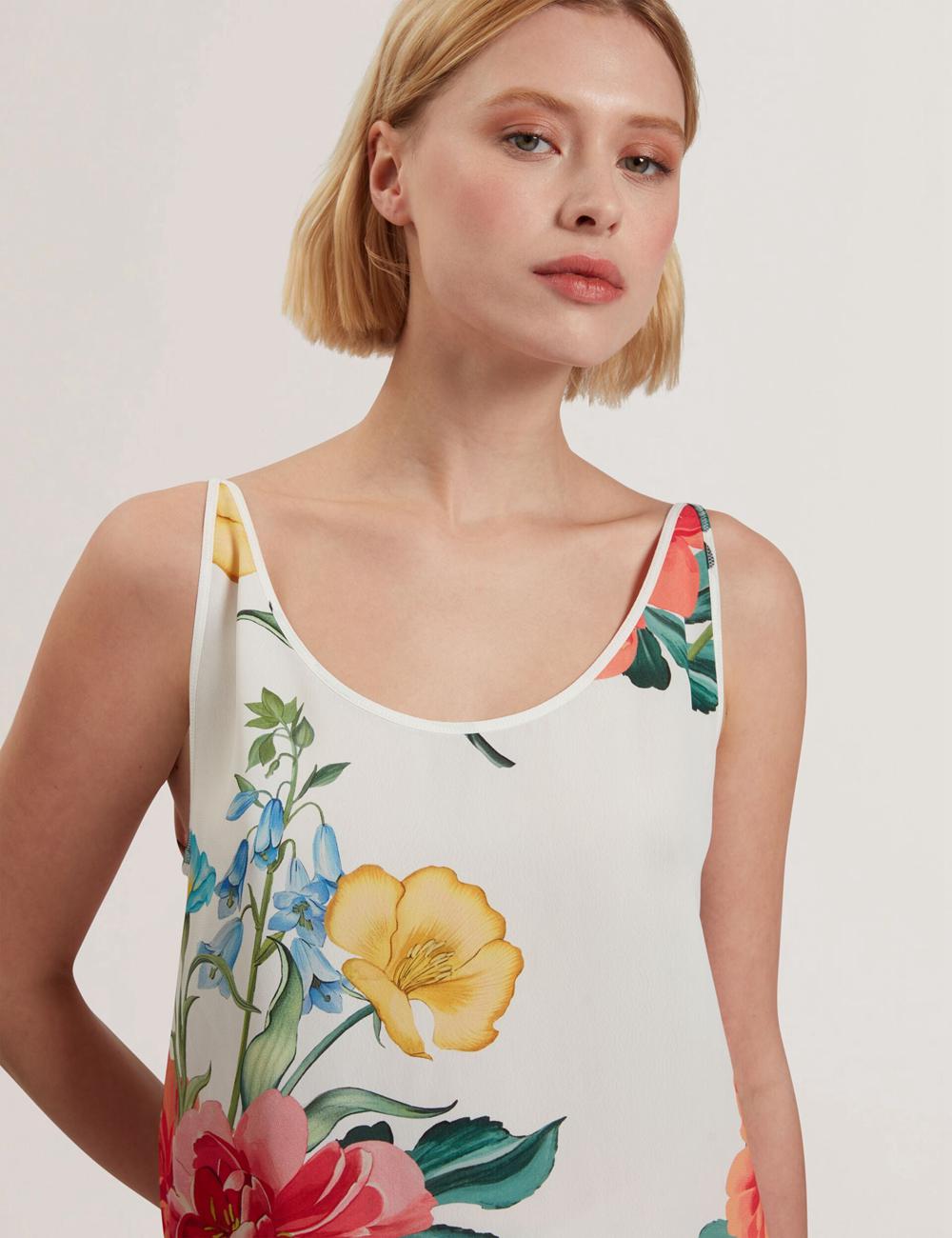 Ted Baker PURRLA - Floral Print Scoop Neck Sleeveless Topjes Dames Wit | Belgium  983217-VIM