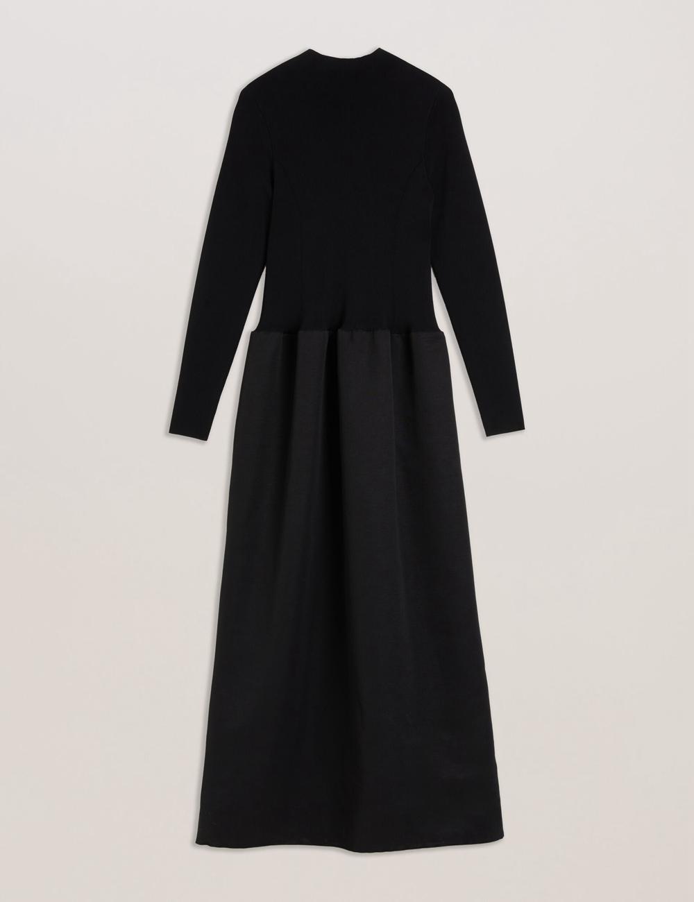 Ted Baker PYLIA - Structured With Knitted Bodice Maxi Jurk Dames Zwart | Belgium  906532-SMK