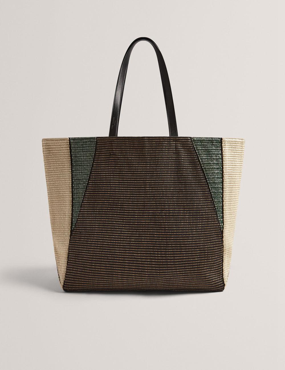Ted Baker RAFIYA - Woven Colour Block Folding Shopper Shopper Tas Dames Zwart | Belgium  149386-RYM