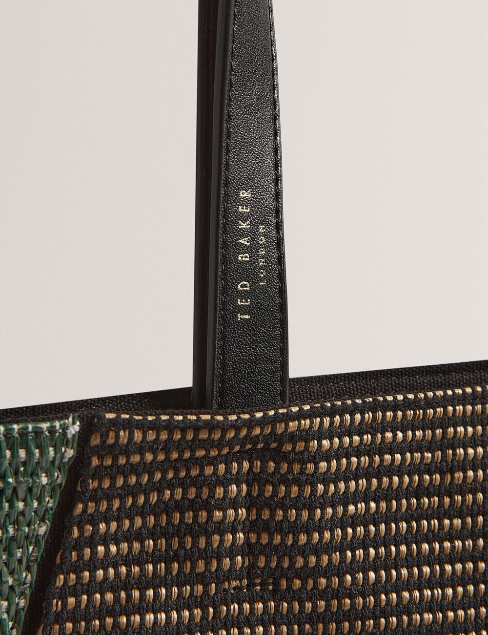 Ted Baker RAFIYA - Woven Colour Block Folding Shopper Shopper Tas Dames Zwart | Belgium  149386-RYM