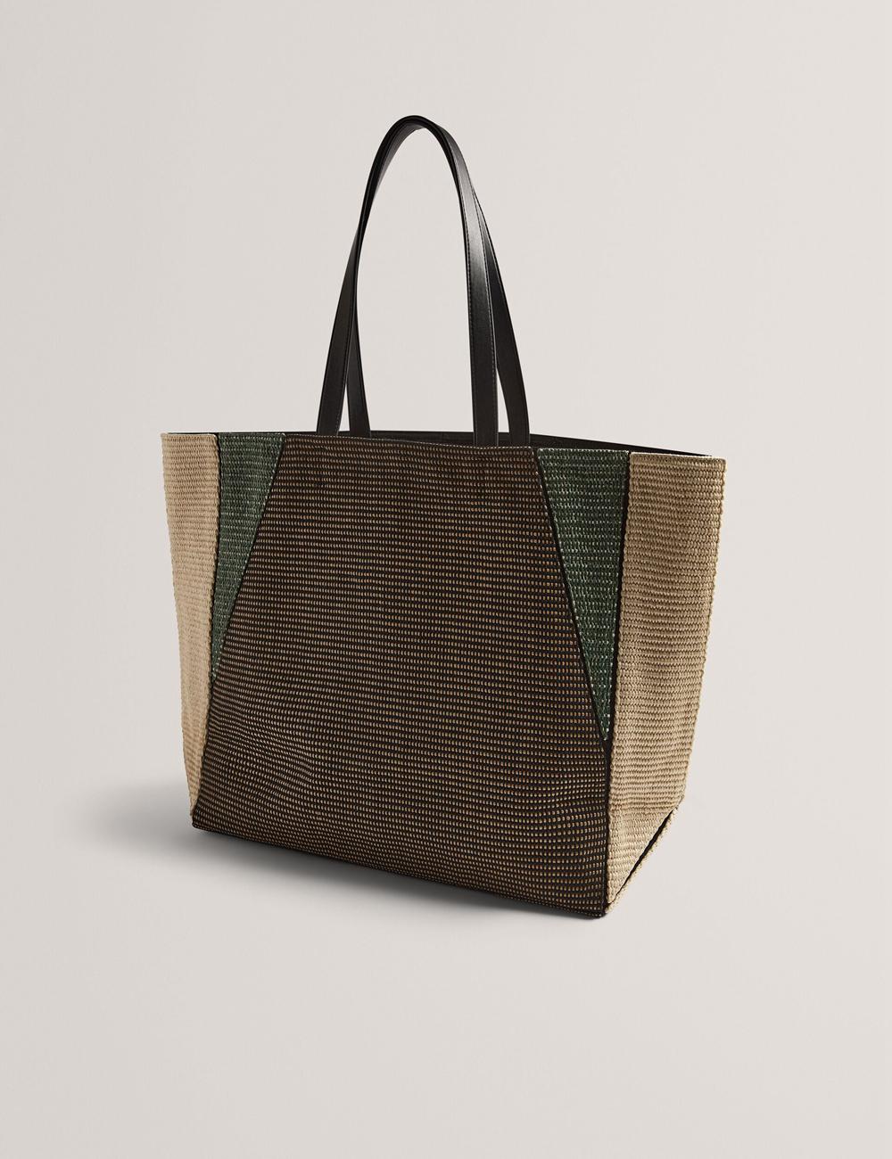Ted Baker RAFIYA - Woven Colour Block Folding Shopper Shopper Tas Dames Zwart | Belgium  149386-RYM