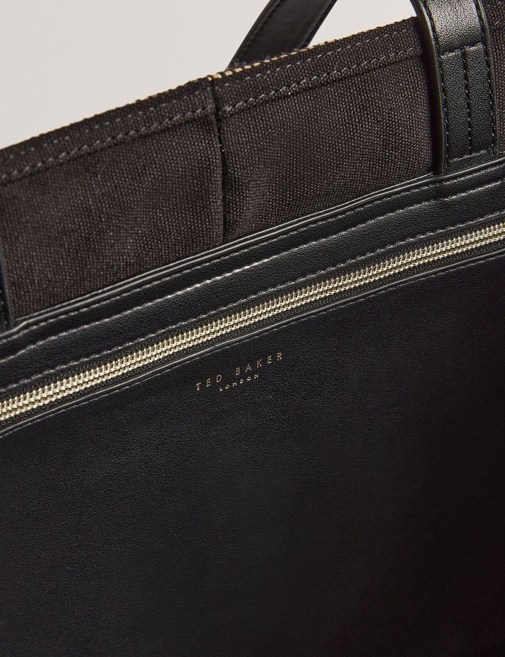 Ted Baker RAFIYA - Woven Colour Block Folding Shopper Shopper Tas Dames Zwart | Belgium  149386-RYM