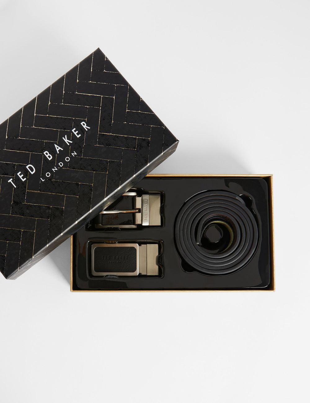 Ted Baker RATE - Faux Leather Belt Gift Set Riemen Heren Zwart | Belgium  362480-JDP