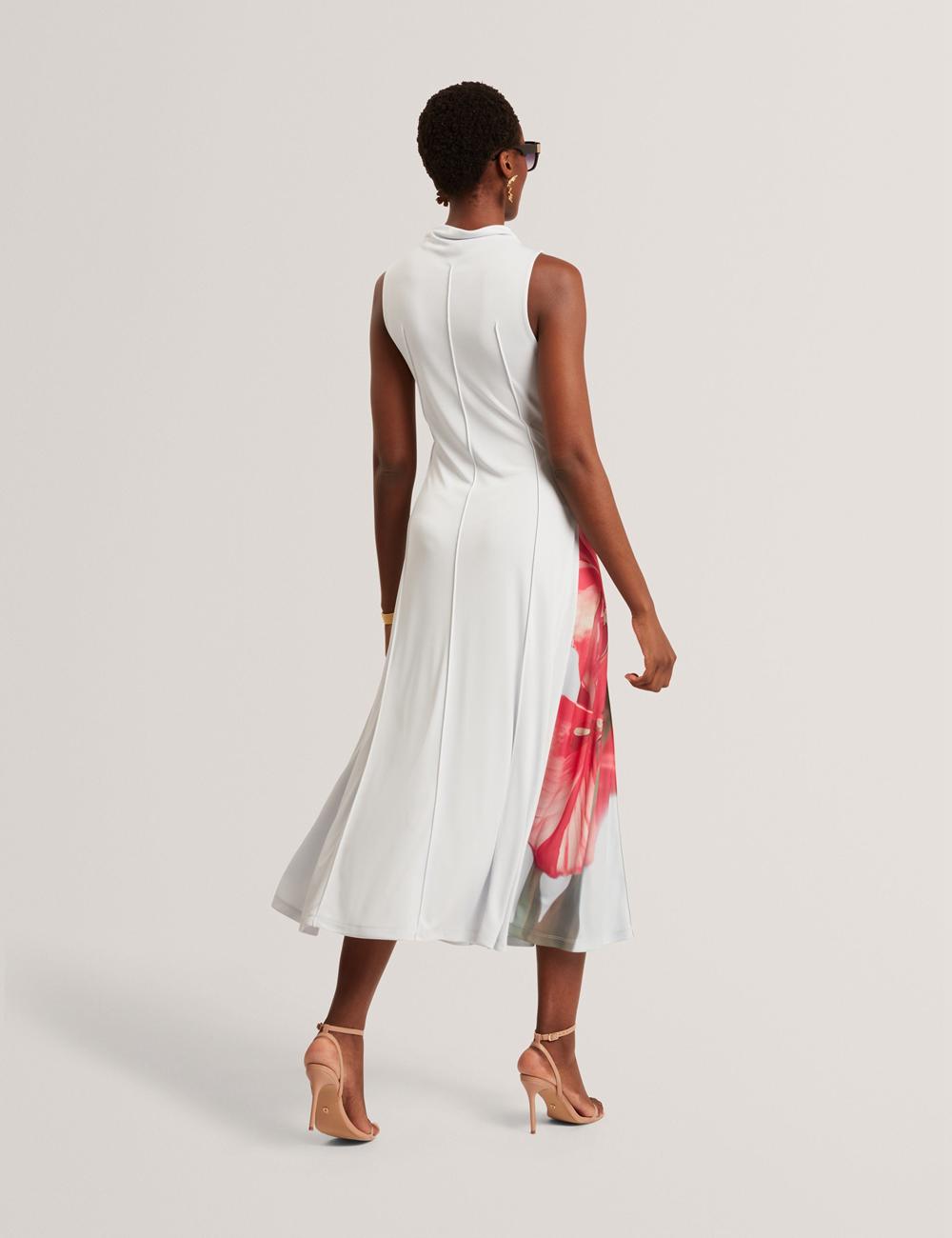 Ted Baker REBEHKA - High Neck Printed Jersey Midi-jurk Dames Blauw | Belgium  284961-MYG