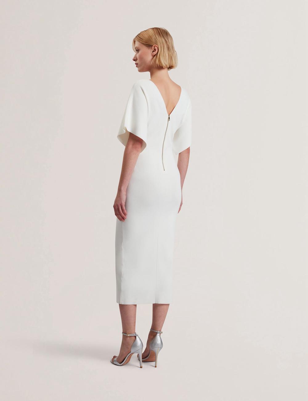 Ted Baker REBEXXA - Wide Sleeve Knitted Bodycon Midi-jurk Dames Ivory | Belgium  972138-QPY