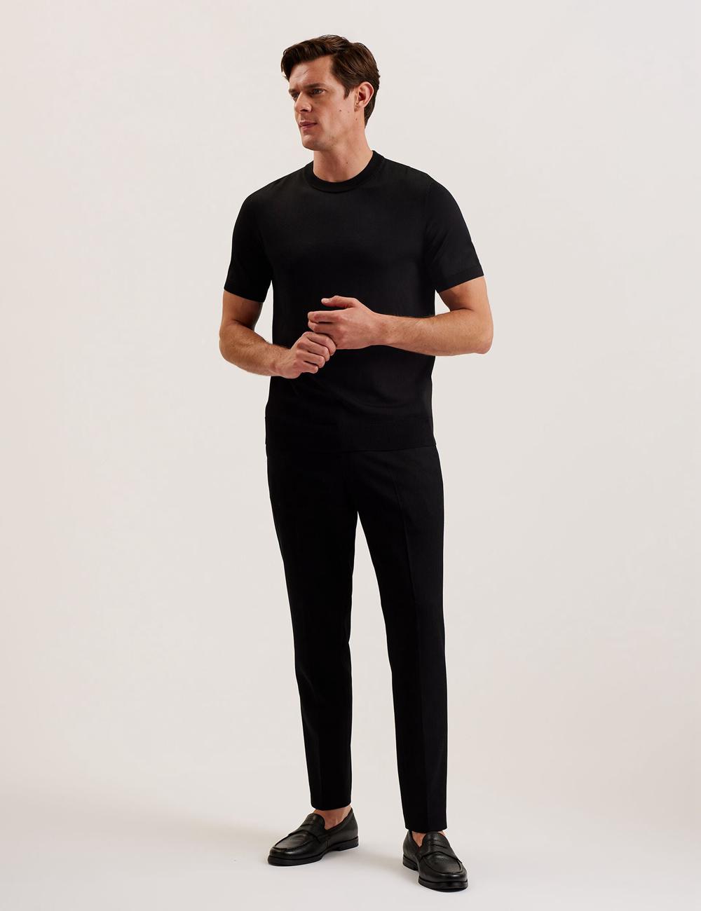 Ted Baker REYON - Rayon Crew Neck Short Sleeve T-shirts Heren Zwart | Belgium  120497-YXN